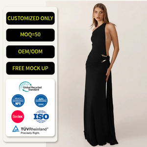 Robe longue asymétrique à <span class=keywords><strong>une</strong></span> épaule, dos nu et froncée, idéale <span class=keywords><strong>pour</strong></span> les soirées glamour, événements formels, fêtes et tenues de célébrités - Product Image 1