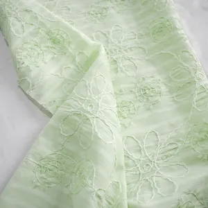 Henry sıcak satış kadın elbise için örme örgü kumaş 100 Polyester dantel nakış kumaş