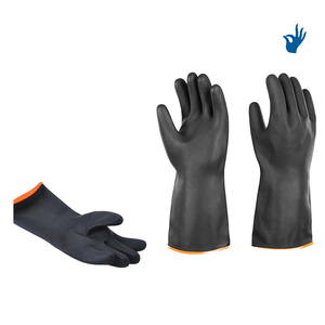 Guantes Industriales Negros y Naranjas de 35 cm y 180 g, 30 mil de Grosor, Resistentes a Químicos, Antideslizantes, Sin Polvo, con Puño Enrollado - Product Image 1