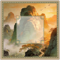 Tapis de Mahjong Vintage Paysage Montagneux Chinois Antidérapant et Anti-bruit pour Domino, Poker, Cartes et Jeux de Tuiles