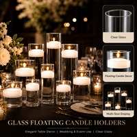 Porte-bougie en verre pour la Saint-Valentin, dîner romantique, mariage et fête avec bougie flottante sans fumée