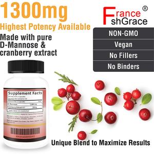 Complément de D-Mannose 1300mg avec extrait de canneberge pour adultes – Soutient la santé des voies urinaires – Capsules de D-Mannose à base de plantes - Product Image 3