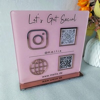 Panneau de médias sociaux d'entreprise QR multi-usages personnalisé Panneau en acrylique personnalisé avec base en bois pour l'affichage dans les magasins Magasins de détail
