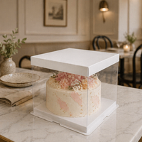 Boîtes à gâteaux carrées écologiques et biodégradables de 6 pouces avec couvercles en papier transparents, option de gaufrage, stock direct usine pour mariages