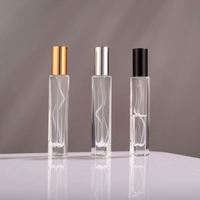 Flacon de parfum de luxe rond/carré 10ml 15ml, mince et haut, à fond épais, en verre serti, avec pulvérisateur à pompe et sérigraphie