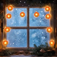 Mini Luces LED de Navidad en Forma de Disco, 10 Luces LED a Pilas con Cable Transparente para Decoración de Ventanas y Paredes Navideñas
