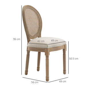 HOMCOM Set of 2 <b>Vintage</b> Style Living Room <b>Chairs</b> with Perforated Backrest, in Wood and Fabric, 49x56x96cm, Cream White - Product Image 3