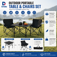 Juego de Mesa y Sillas Plegables Ligeras para Acampar, Mesa de Aluminio con 2 Sillas para Picnic, Senderismo y Viajes