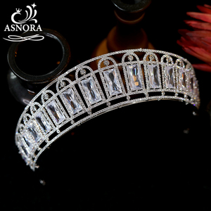 Corone e Tiare Classiche Europee con Zirconi per Donne, Accessori per Capelli da Sposa, Turbante per Abiti da Sera, Accessori per Matrimoni - Product Image 4
