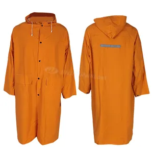 เสื้อกันฝนคุณภาพสูง 100% กันน้ํา PVC โพลีเอสเตอร์เสื้อกันฝนพร้อมฮู้ดเสื้อแจ็คเก็ตยาวผู้ชายผู้หญิงพิมพ์โลโก้เสื้อกันฝน