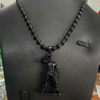 Collier Pendentif Portrait de Guerrier Personnalisé et Amoureux de la Paix en Acier Inoxydable, Style Hip-hop, Inaltérable