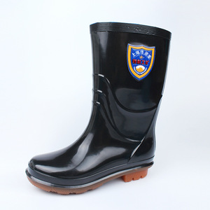 Bottes de pluie en caoutchouc noires mi-mollet, épaisses, antidérapantes, pour le travail, pour hommes, usage extérieur - Product Image 3