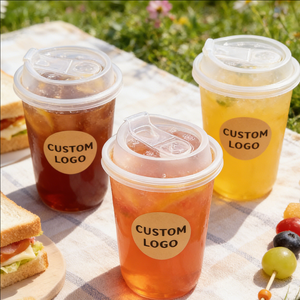 Vasos de Plástico Desechables de Pared Simple de 90 mm y 200 ml con Tapas y Pajitas para Eventos, Opciones de Impresión UV Personalizada y Logotipo - Product Image 2