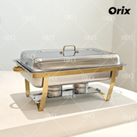 ORIX 11L Eleganter Chafing Dish mit vergoldeten Beinen, große Kapazität, Edelstahl-Buffet-Speisenwärmer für Hotel, Catering, Hochzeiten