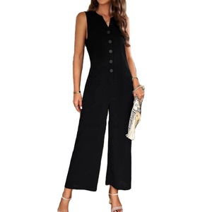 Sknaked Mono de pierna ancha para mujer, informal, holgado, con peto, pantalón, mono, para primavera y verano - Product Image 1