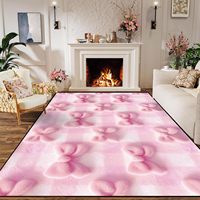 Tapis à nœud papillon rose, tapis décoratif mignon lavable, tapis d'entrée, chambre à coucher, décoration de la maison, tapis antidérapant