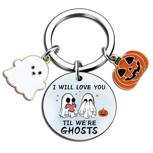 Design Custom Halloween Color-printed Metal Keychain Ghost Pattern Pendant Accessories - Product Image 2