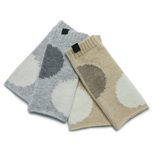 Carré Fonda Jacquard Tricot Cachemire Demi Doigt Gants Unisexe Mitaines Confortable en Hiver. - Product Image 1