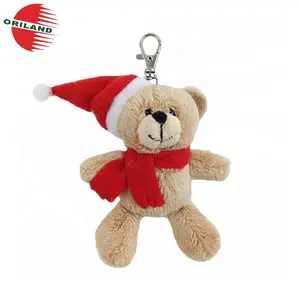 חג המולד טדי דוב בפלאש keychain מיני דוב מפתח שרשרת ממולא צעצוע