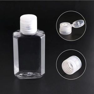 ขวด PET ใสทรงแปดเหลี่ยม 60 มล. ฝาเปิดแบบพลิกสำหรับใส่เจลแอลกอฮอล์ล้างมือ - Product Image 1