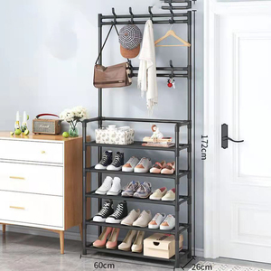 Mueble Multifuncional para Sala de Estar, Organizador de Entrada, Perchero para Abrigos y Zapatos, Colgador de Ropa - Product Image 4