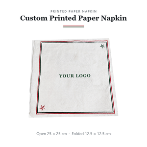 Custom Printed Disposable Paper <b>Napkin</b> 12.5x12.5 Cm 2 Ply 4-Fold Bag Style Dinner with Logo for Themed Party - Product Image 1