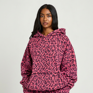 Sudadera con Capucha Premium para Mujer, Estampado de Leopardo Rosa, Invierno, Suave, al por Mayor, Estilo Urbano, a la Moda - Product Image 1