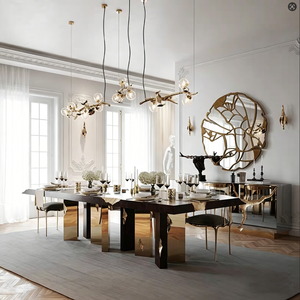 Sillas de Comedor Modernas de Lujo Furnistyle a Precio de Fábrica, <span class=keywords><strong>Muebles</strong></span> para el Hogar de Alta Calidad en Terciopelo y Metal Dorado, Garantía de 3 Años, para Hogar y Hotel - Product Image 3