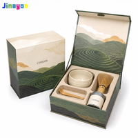 Coffret cadeau de démarrage Matcha personnalisé imprimé en couleur, emballage rigide quatre pièces avec insert en pulpe moulée