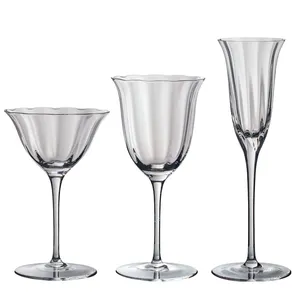 Fancy Luxury Hand Blown Long Stem Wine Glass Cup Wedding Clean crystal glass Wine Glasses