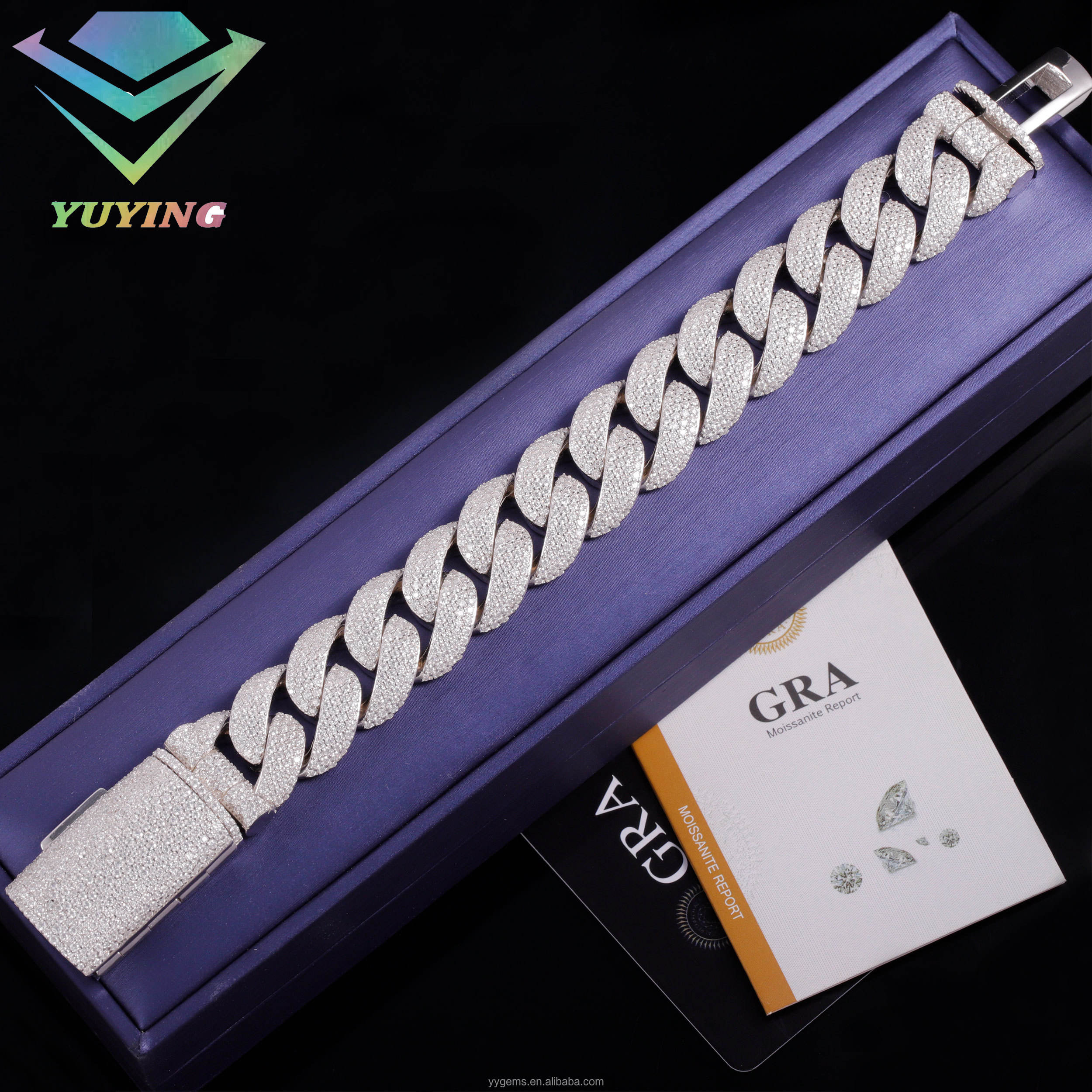 Bracelet cubain courbé blanc-20 mm