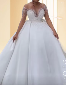 Vestido de Novia de Lujo para Mujer 2024, Estilo Elegante con Cola Desmontable a la Altura de los Hombros, Cola Larga 2 en 1 de Alta Calidad - Product Image 2