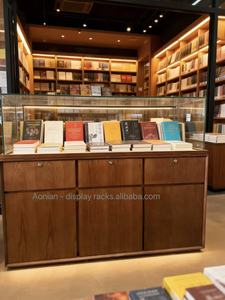 خزانة عرض زجاجية خشبية مخصصة مع إضاءة LED لمتاجر الكتب - Product Image 3