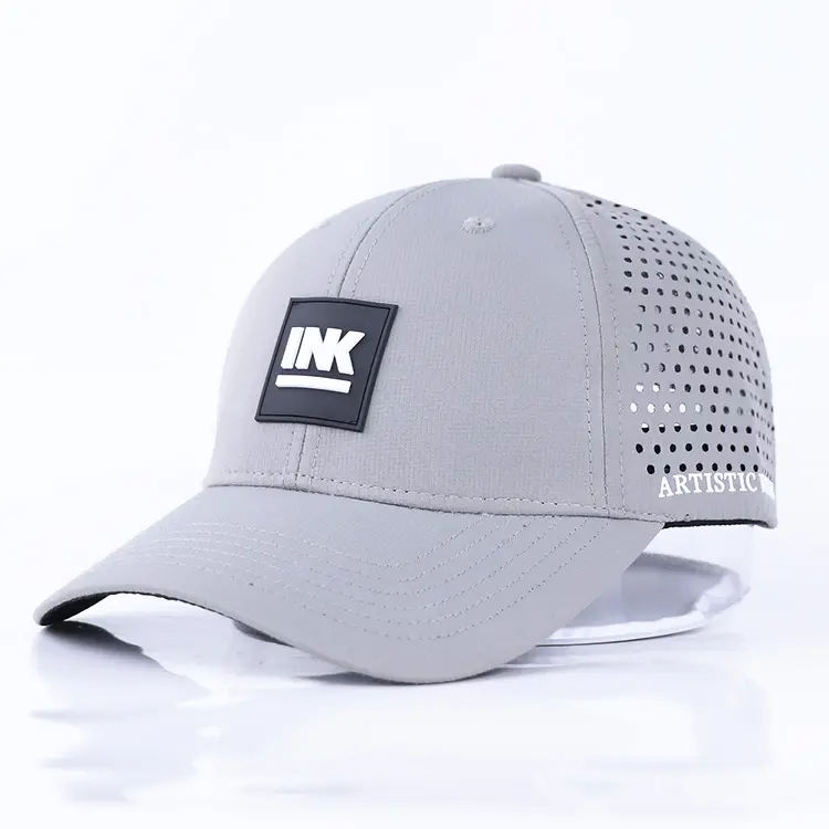Qianzun шляпы для пиклбола с лазерным вырезом, перфорированная Водонепроницаемая 6-панельная изогнутая резиновая нашивка, ПВХ логотип, бейсбольная кепка для гольфа