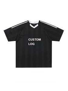 เสื้อยืดแขนสั้นลายทางสไตล์อเมริกันเรโทรทรงหลวมสีแดงแบบ Blokecore - Product Image 3