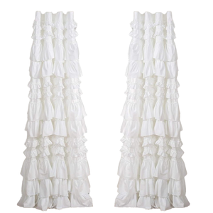 Panel de cortina de ventana blanco individual 52 \ "W X 84 \" L cortinas con volantes con filtrado de luz para decoración de coquetas de <span class=keywords><strong>dormitorio</strong></span> - Product Image 1