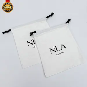Özel Logo ipek ekran organik beyaz pamuklu Muslin çanta çift alışveriş çantası kanvas ipli çanta toz torbası çanta ayakkabı