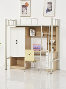 <span class=keywords><strong>Lit</strong></span> superposé <span class=keywords><strong>en</strong></span> <span class=keywords><strong>fer</strong></span> forgé moderne et minimaliste pour dortoir universitaire, avec bureau intégré, pour une personne, garantie de 3 ans - Product Image 2