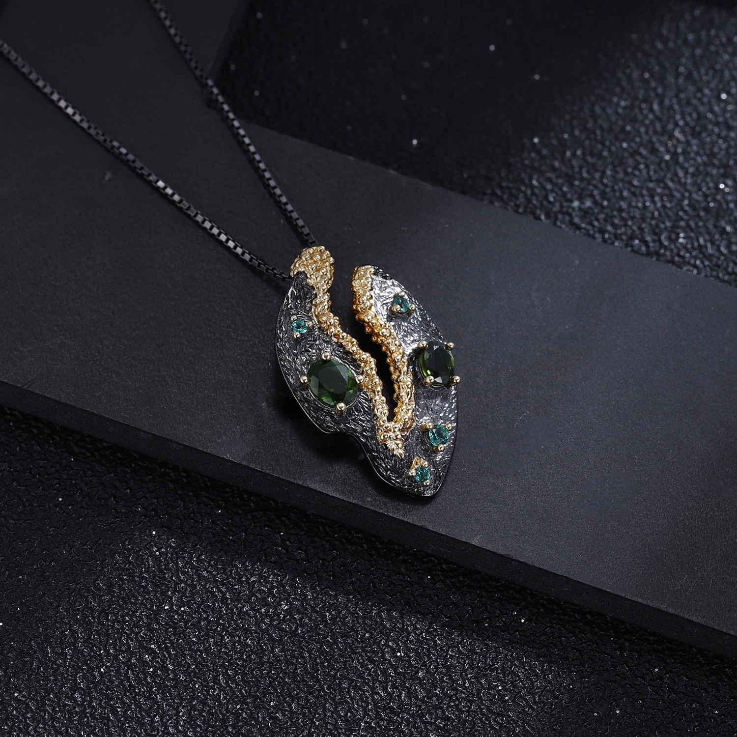 Abiding Natural Unique Design Chrome Diopside Jewelry Set, image size:1500x1500