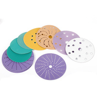 Disque de ponçage abrasif en céramique 6 pouces 150 mm 6/8 trous avec support auto-agrippant couleur violette dureté moyenne usage automobile OEM