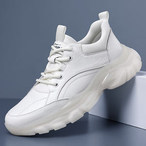 Chaussures décontractées pour hommes de qualité supérieure, en cuir fendu blanc, à lacets, respirantes, pour la marche et la course, personnalisables avec votre propre logo - Product Image 6