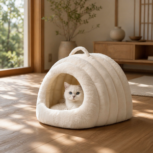 Plush Winter Cat &amp; Dog <strong>Bed</strong> House Indoor Enclosed Pet Cave Soft Warm Manmade <strong>Rabbit</strong> Fur Portable Cozy Sleeping <strong>Bed</strong> <strong>for</strong> Small Pets - Product Image 1
