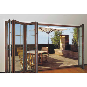 Sin marco acordeón <span class=keywords><strong>terraza</strong></span> corredera de aluminio puertas de vidrio cortina plegable puertas interiores de pared de partición de <span class=keywords><strong>puerta</strong></span> de vidrio de aluminio - Product Image 1