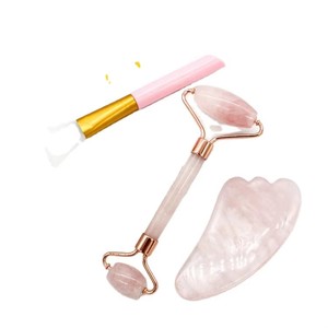 Pink Green Blue White Black Purple Red Grey <strong>Stone</strong> Face Roller Gua Sha Set Rose Quartz <strong>Jade</strong> Guasha Facial Skin Care Massage Tool - Product Image 2