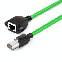 Câble d'extension KRONZ Cat8 Cat7 RJ45 pré-assemblé avec gaine PVC orange, haute flexibilité, industriel, avec connecteurs femelle et mâle à verrouillage par vis