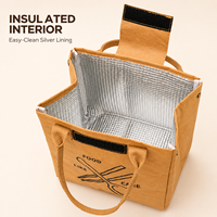 Sac à lunch isotherme en papier kraft lavable de qualité supérieure, réutilisable, pour transporter les aliments et les pique-niques