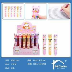 Lucky Cat 10 Color Fountain Pen Set For Kids Drawing Toys Plastic Stationery - Product Image 1