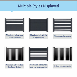 Valla de Aluminio con Luces LED Integradas en los Postes, Diseño de Listones Horizontales para Patio de Villa - Product Image 6