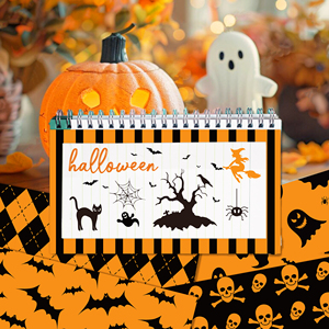 WW193 Halloween thème Scrapbook papier Orange citrouille <span class=keywords><strong>fond</strong></span> papier pour salle de classe <span class=keywords><strong>tableau</strong></span> <span class=keywords><strong>noir</strong></span> Journal fournitures - Product Image 6