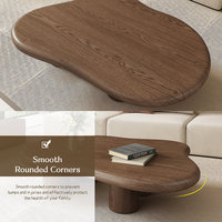 Table basse Kainice moderne en bois marron à motif ondulé, avec bord circulaire, pour salon, appartement, hôtel, maison d'hôtes